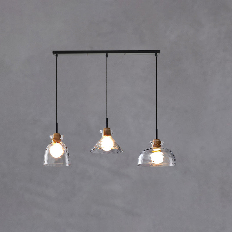 Nordic Glass Pendant Light with Wood Top