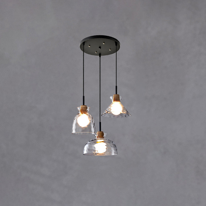 Nordic Glass Pendant Light with Wood Top
