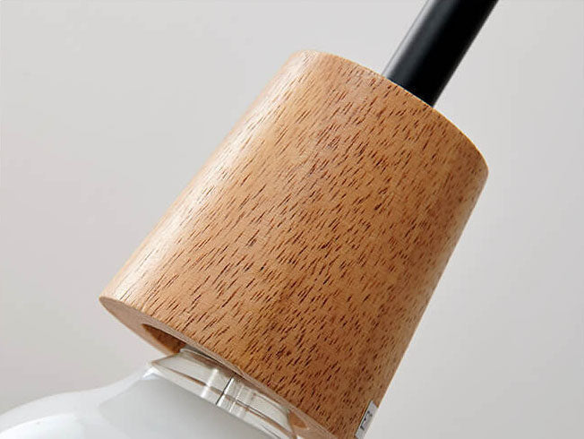 Nordic Glass Pendant Light with Wood Top