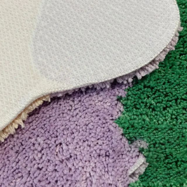 Abstract Color Block Rug with Wavy Design