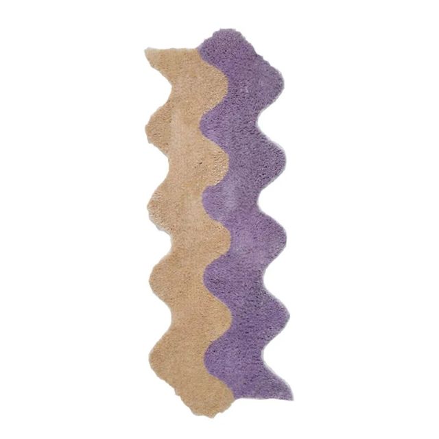 Abstract Color Block Rug with Wavy Design