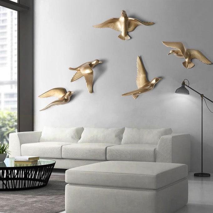 Abstract Seagull Wall Decor with Resin Art