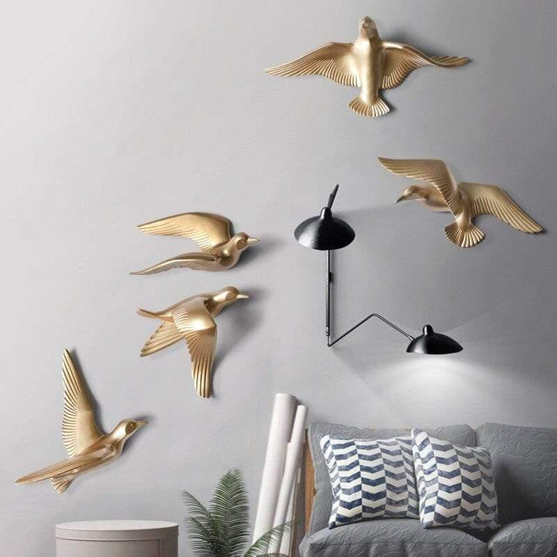 Abstract Seagull Wall Decor with Resin Art