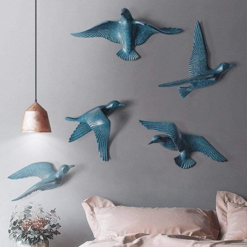 Abstract Seagull Wall Decor with Resin Art