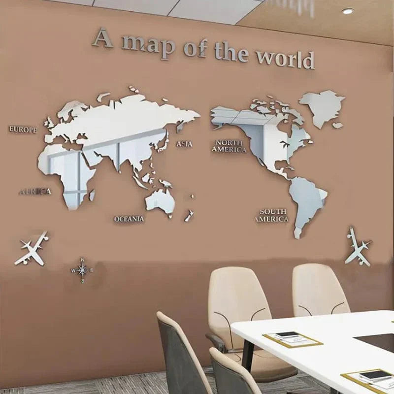 Acrylic World Map Wall Art with Compass