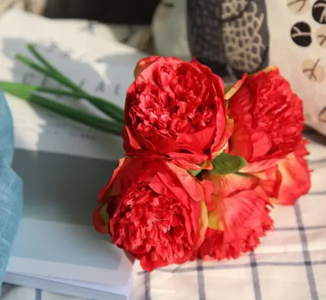 Artificial Peony Bouquet with Lifelike Blooms