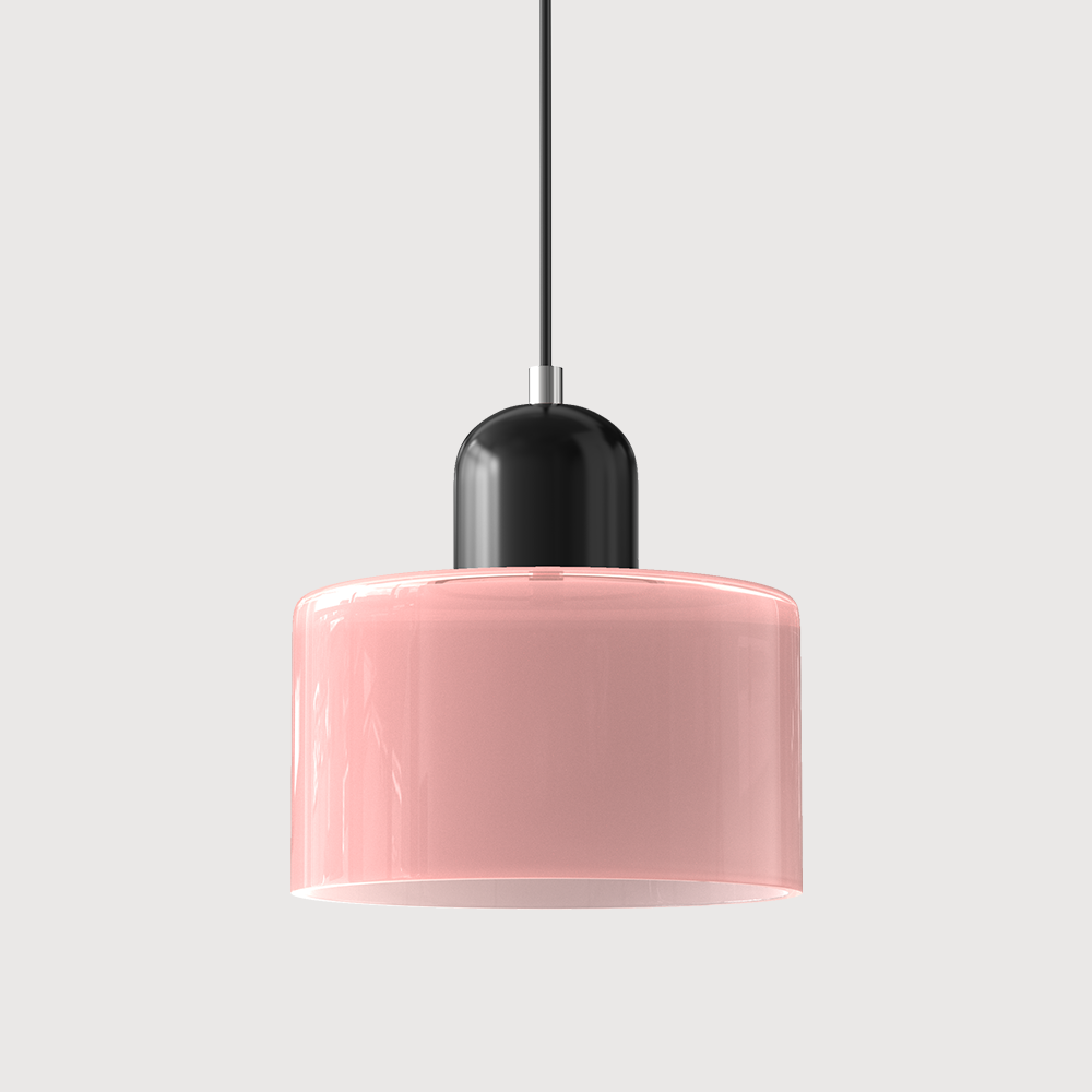 Bauhaus Glass Pendant Light with Iron Accent