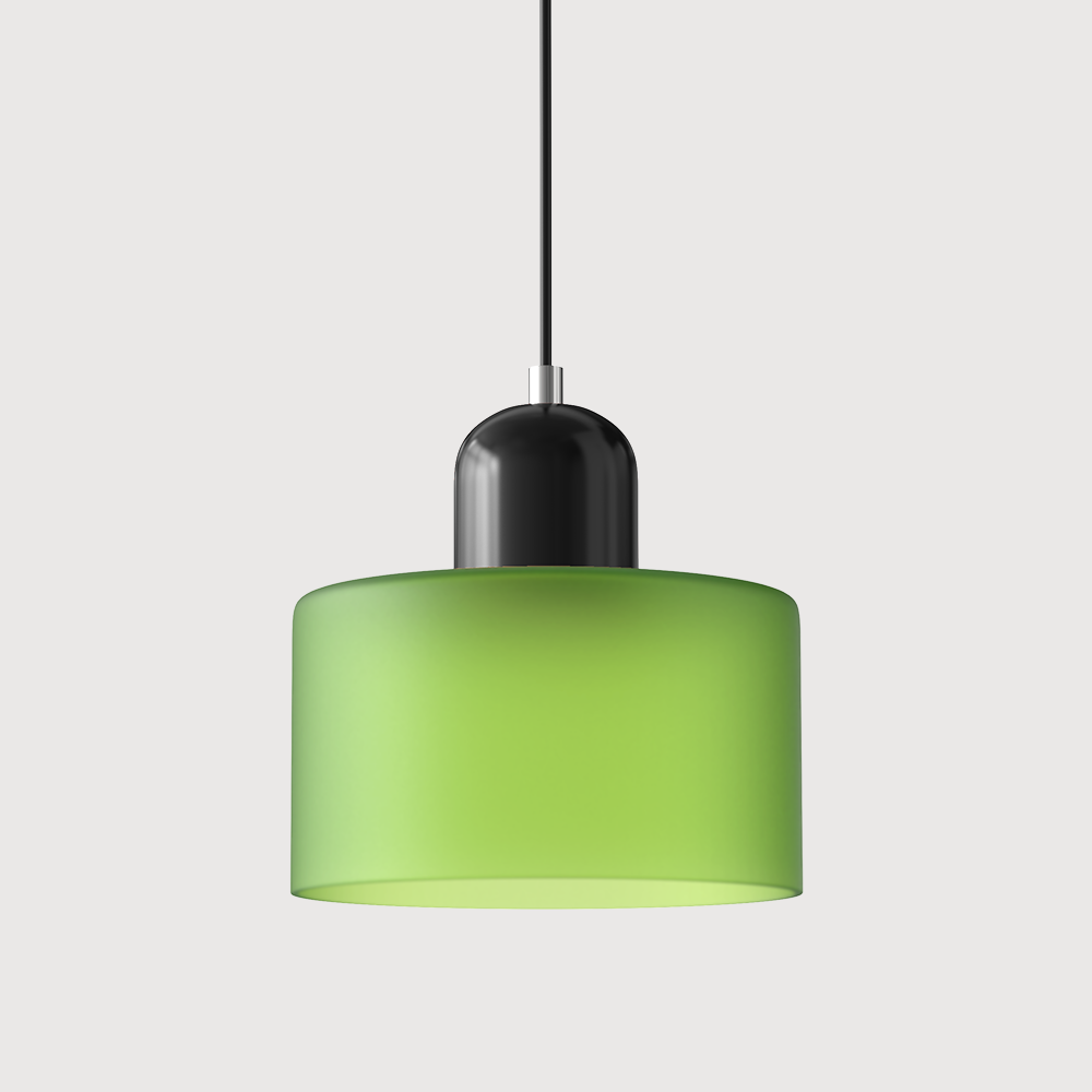 Bauhaus Glass Pendant Light with Iron Accent