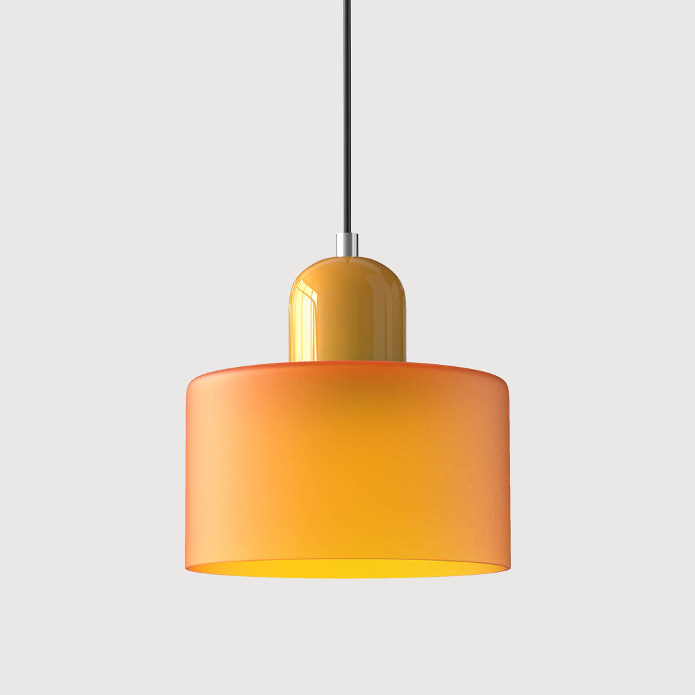 Bauhaus Glass Pendant Light with Iron Accent