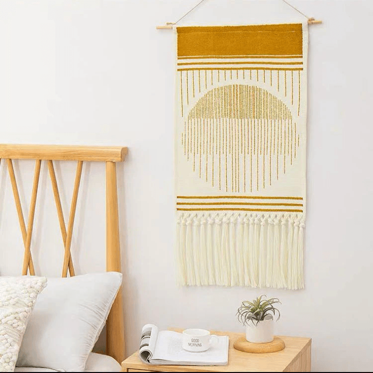 Boho Geometric Wall Tapestry with Tassels