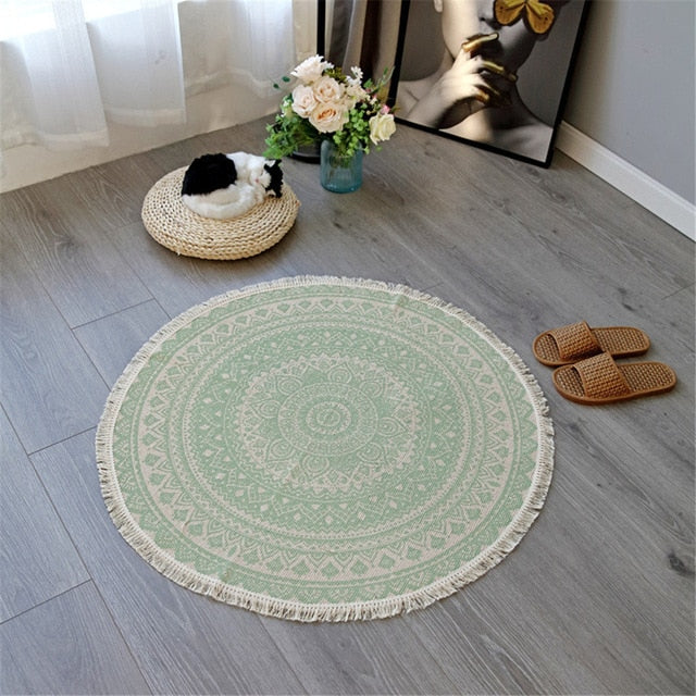 Boho Mandala Rug with Decorative Tassels