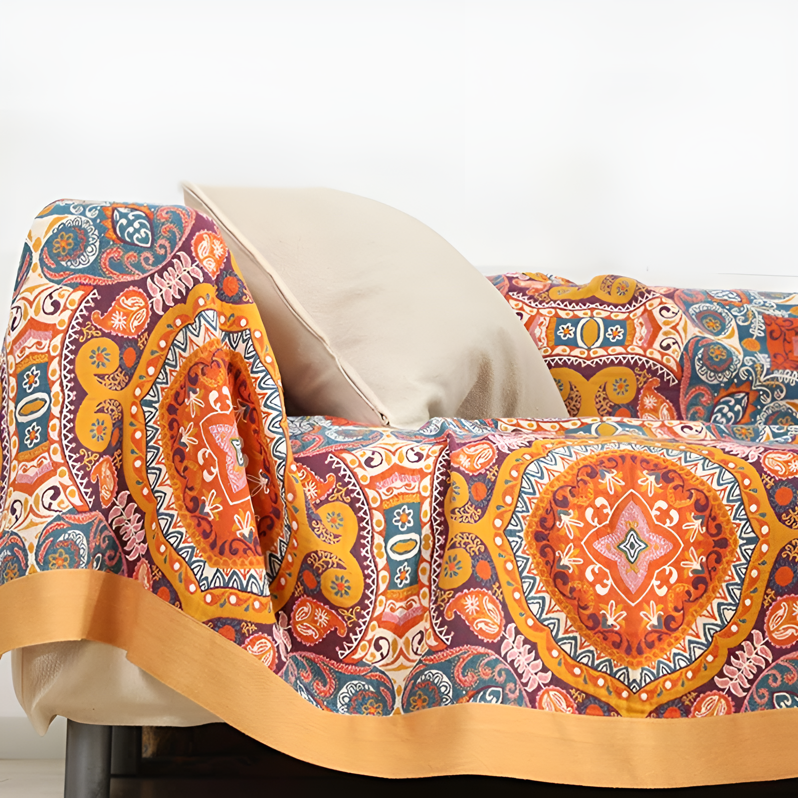Boho Throw Blanket with Paisley Pattern