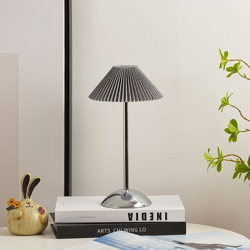 Brass Table Lamp with Pleated Shade Design