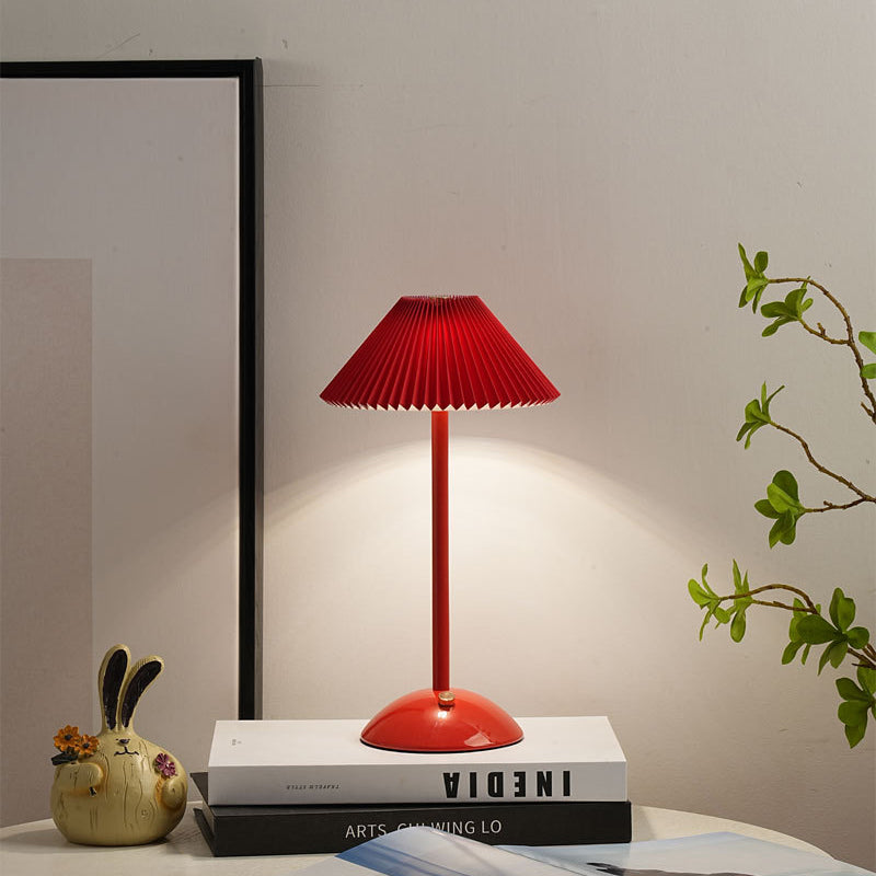 Brass Table Lamp with Pleated Shade Design