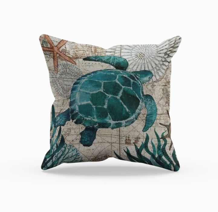 Coastal Sea Life Decorative Pillow Cover