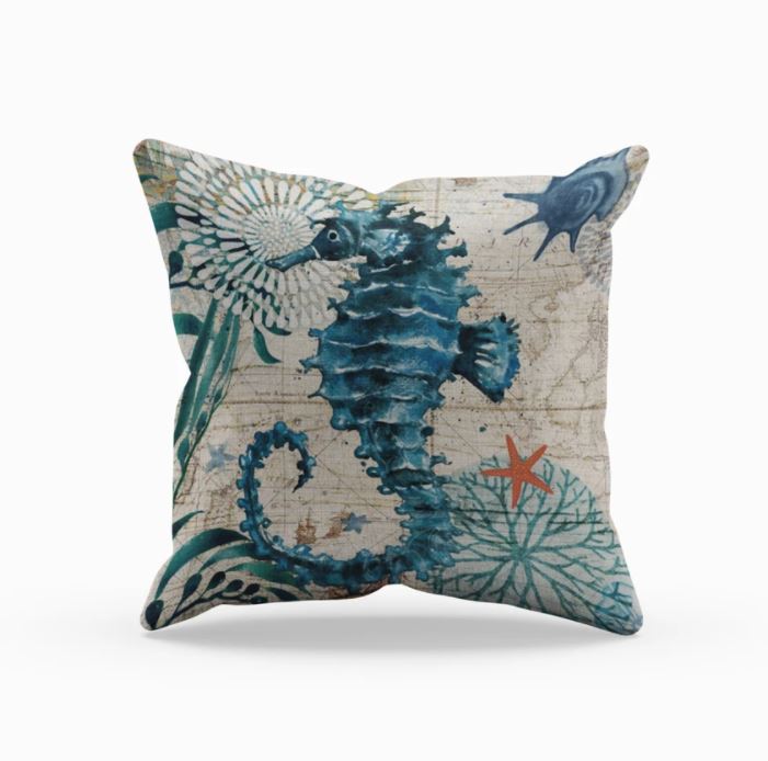 Coastal Sea Life Decorative Pillow Cover