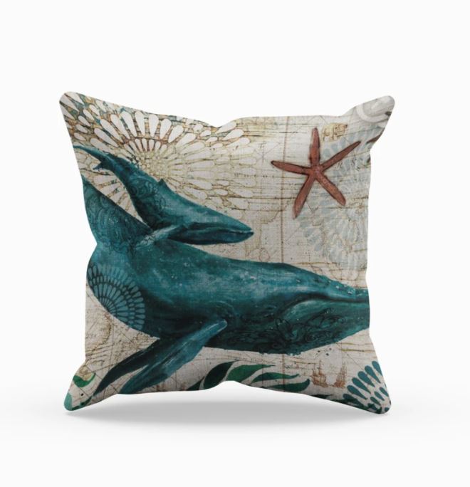 Coastal Sea Life Decorative Pillow Cover