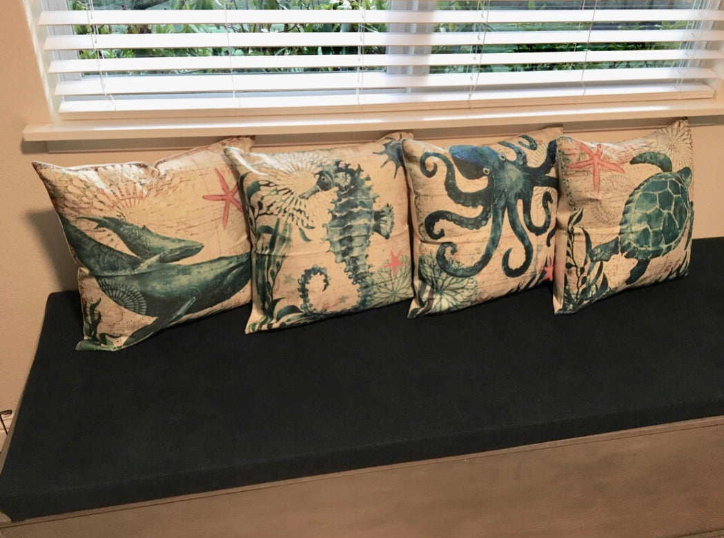 Coastal Sea Life Decorative Pillow Cover
