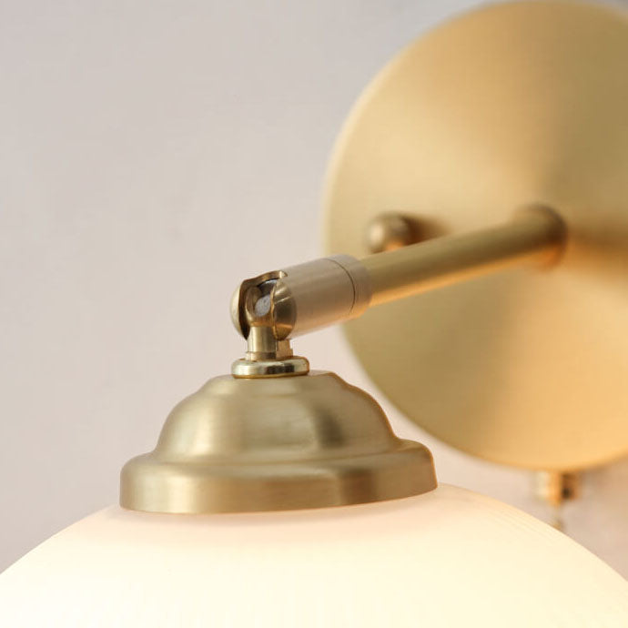 Copper Ribbed Glass Wall Sconce with Chain Pull