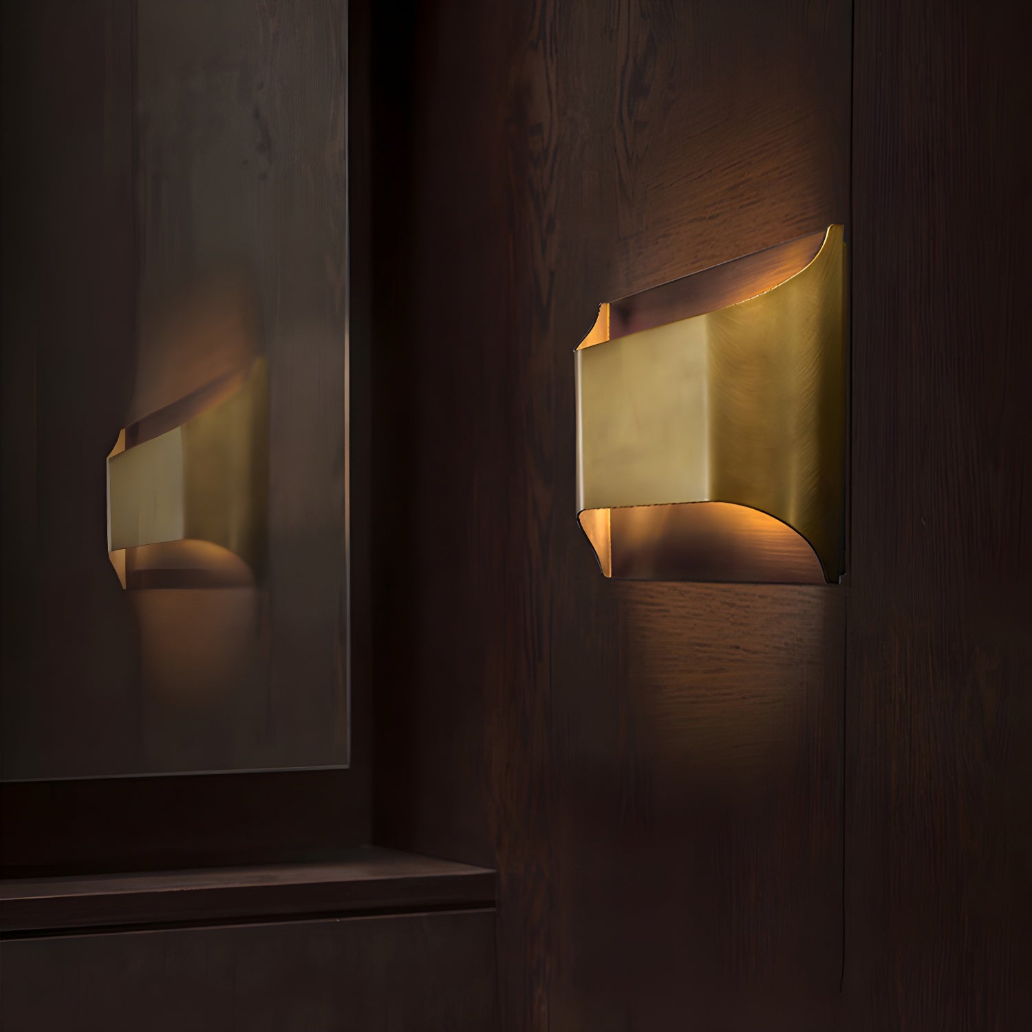 Copper Wall Sconce with Curved LED Light Panel