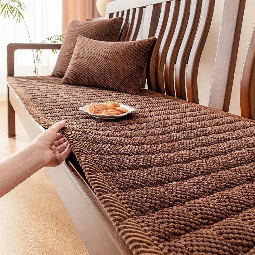 Corduroy Sofa Seat Cover with Padded Comfort
