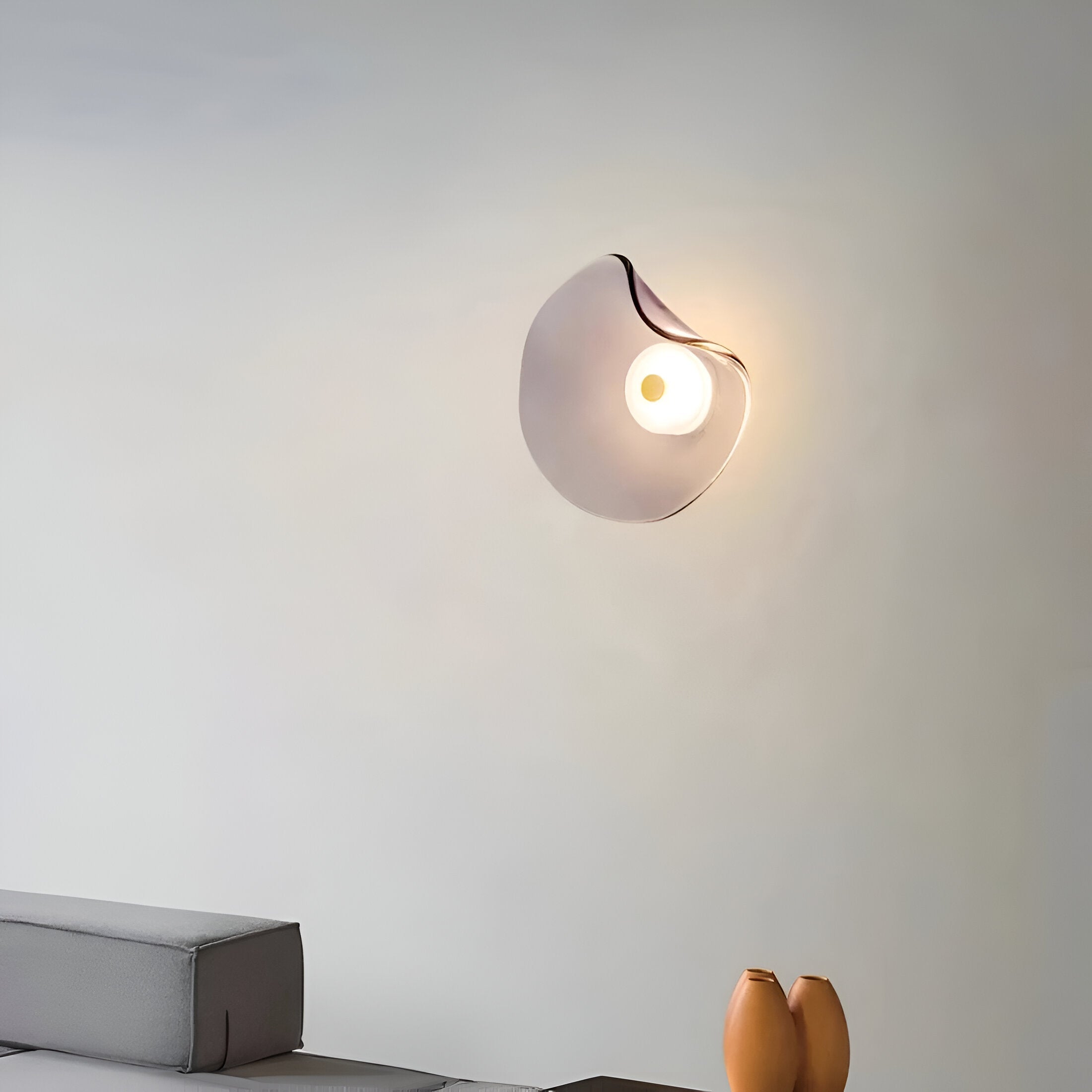 Curved Glass Wall Sconce with Fluid Form
