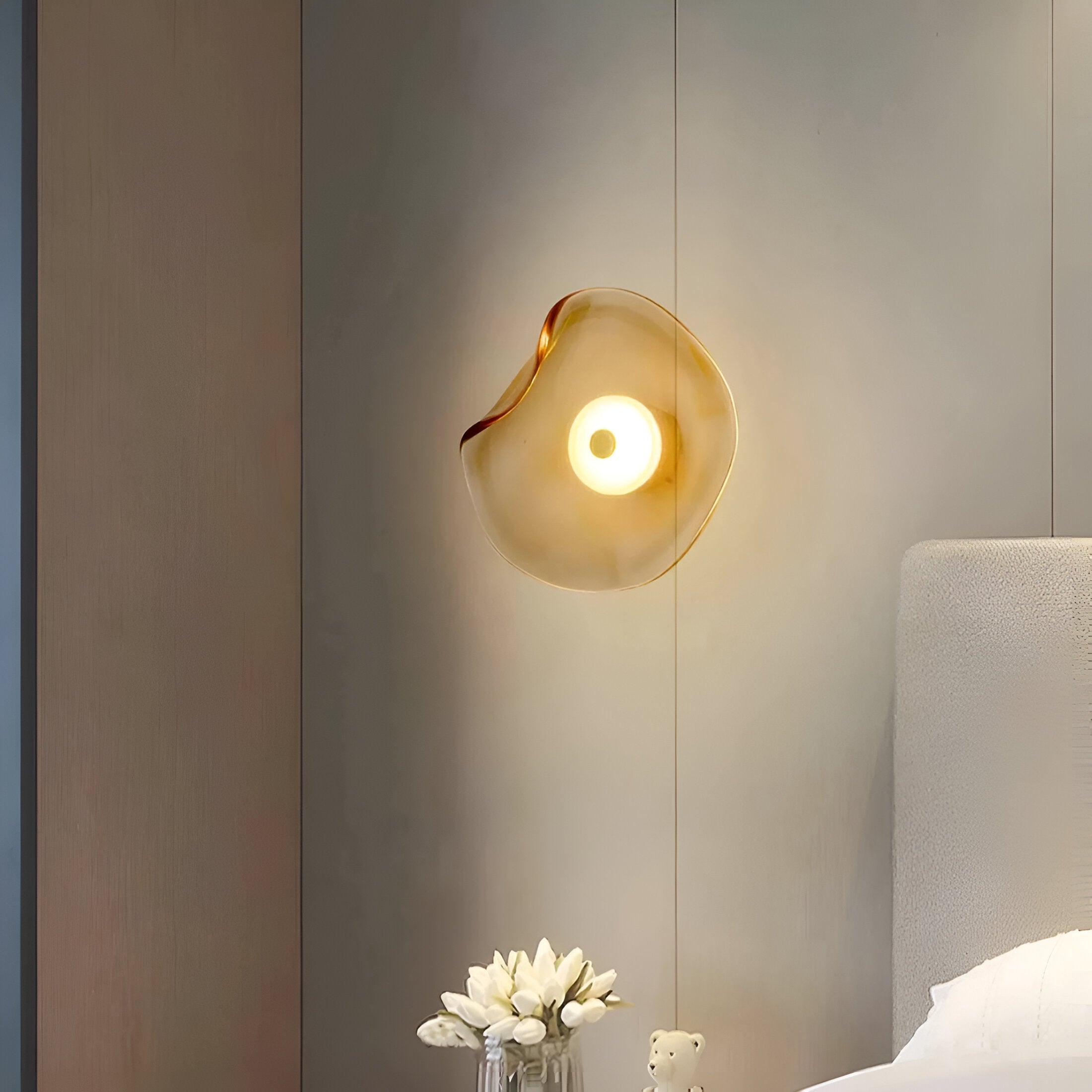 Curved Glass Wall Sconce with Fluid Form