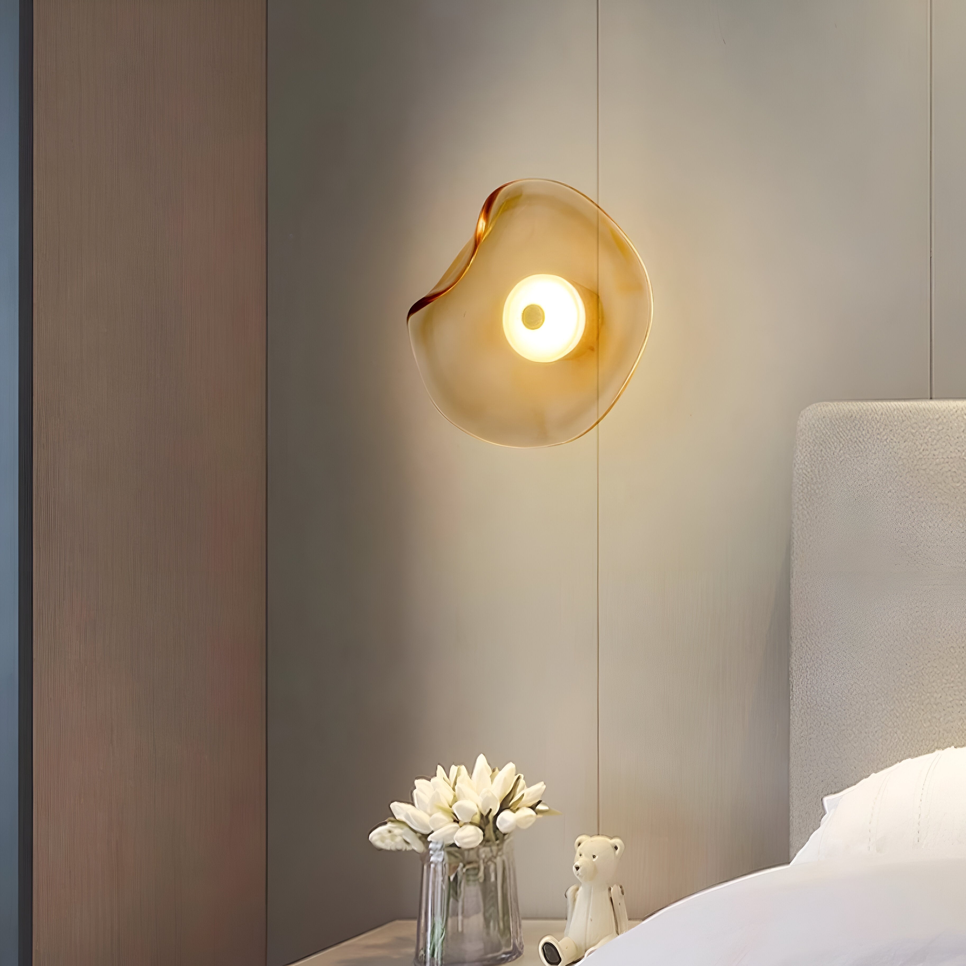 Curved Glass Wall Sconce with Fluid Form