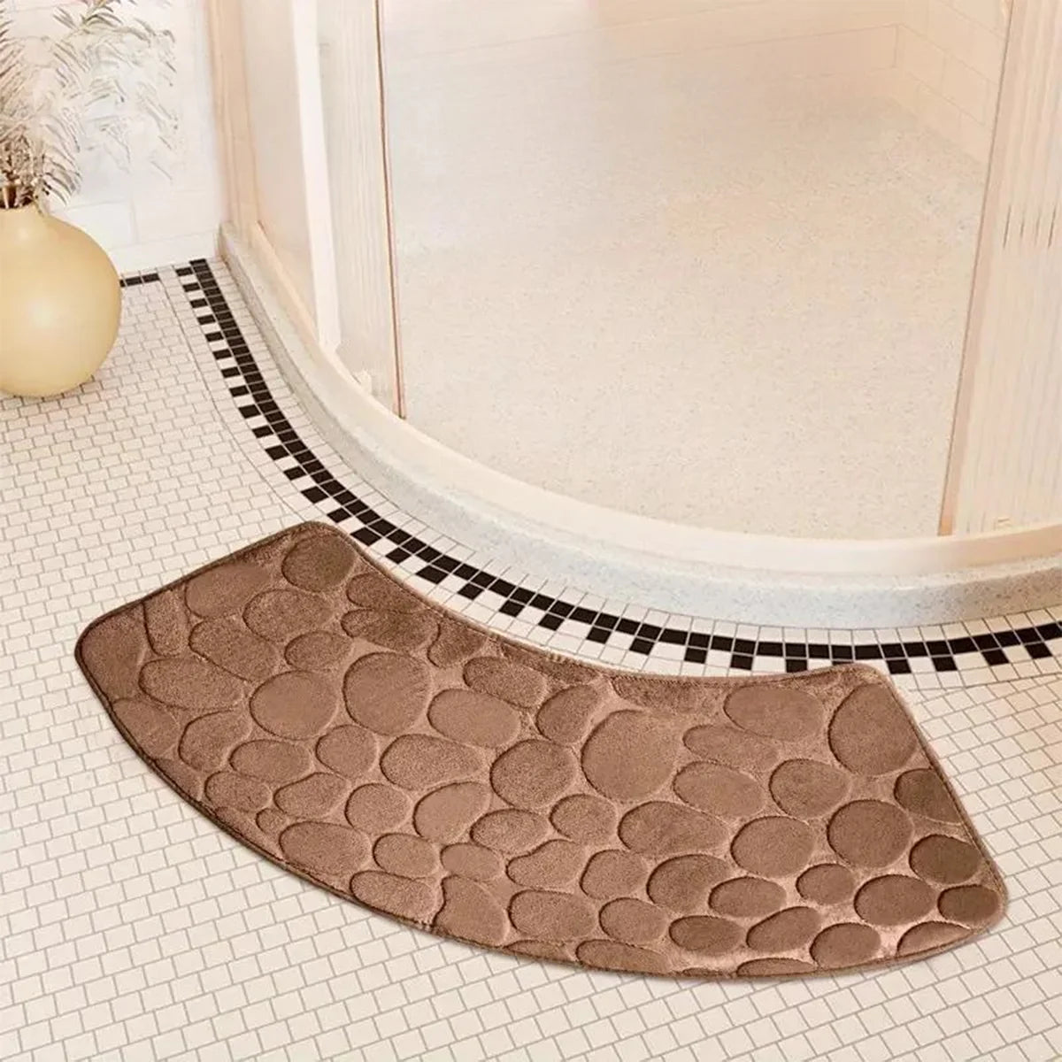 Curved Non Slip Bath Mat with Plush Foam