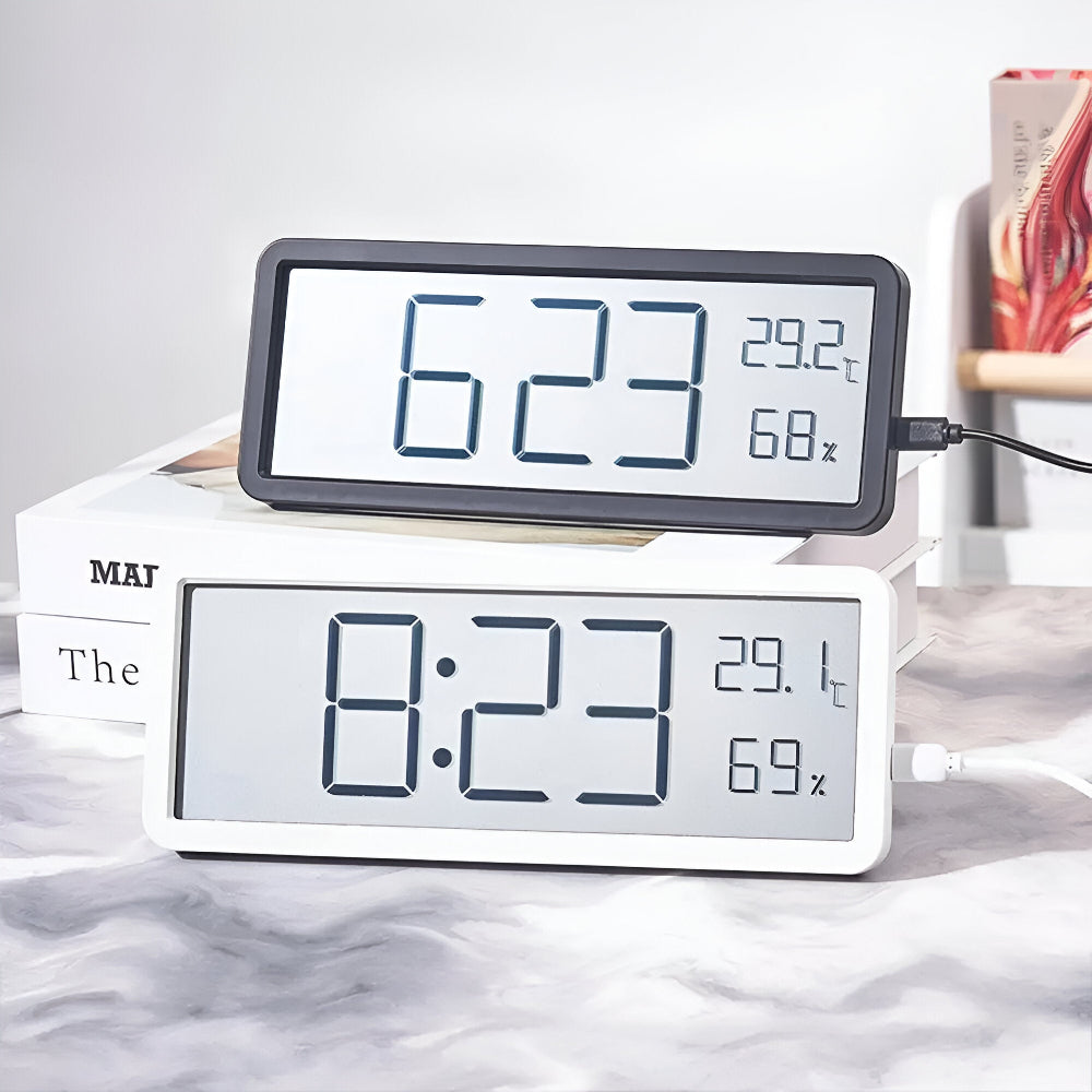 Digital LED Wall Clock Temperature Display
