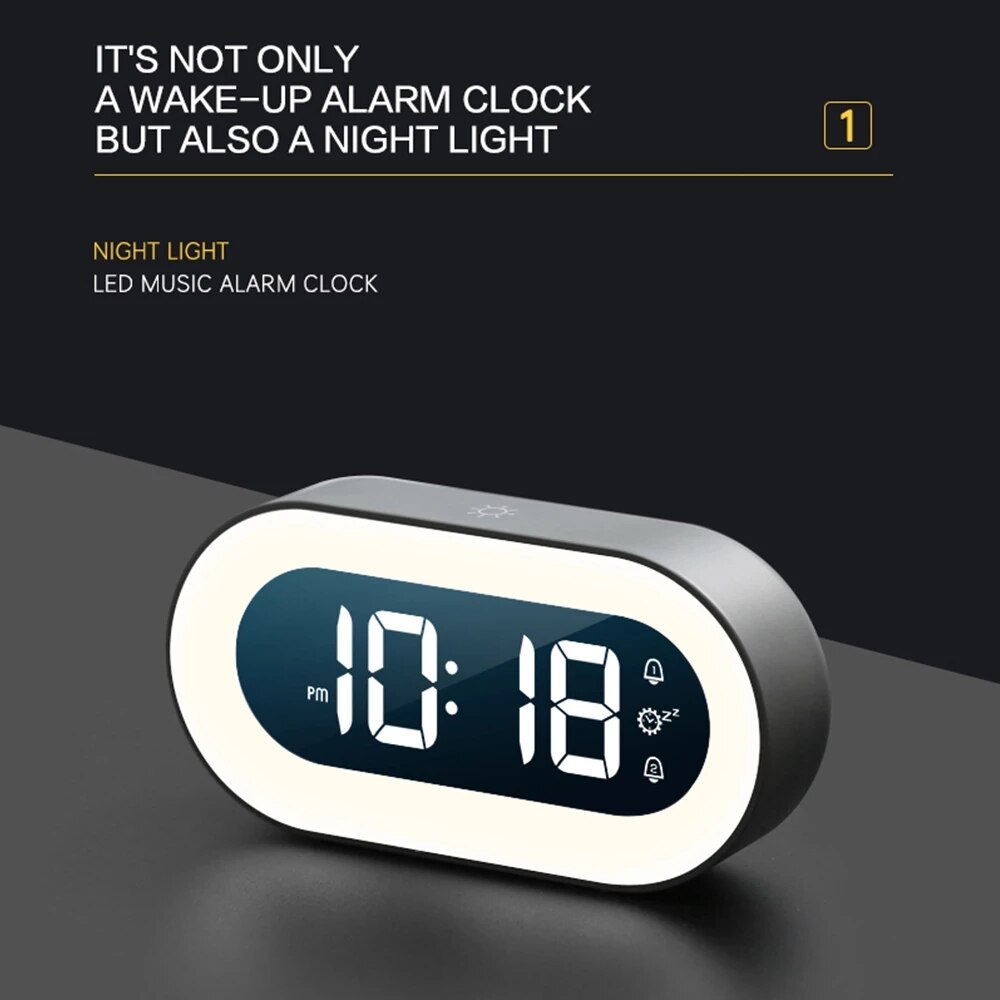 Digital Night Lamp with LED Display and Alarm Clock