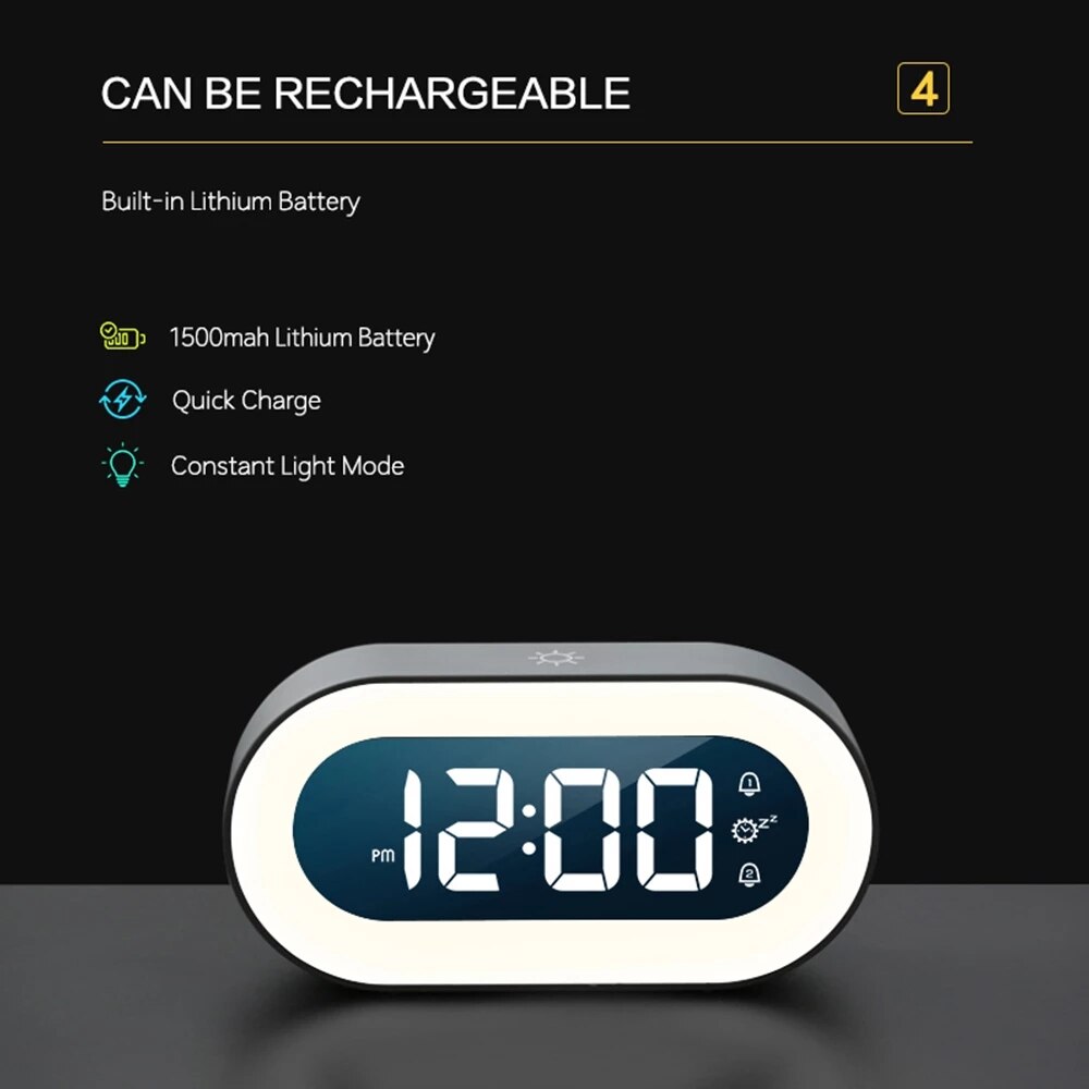Digital Night Lamp with LED Display and Alarm Clock