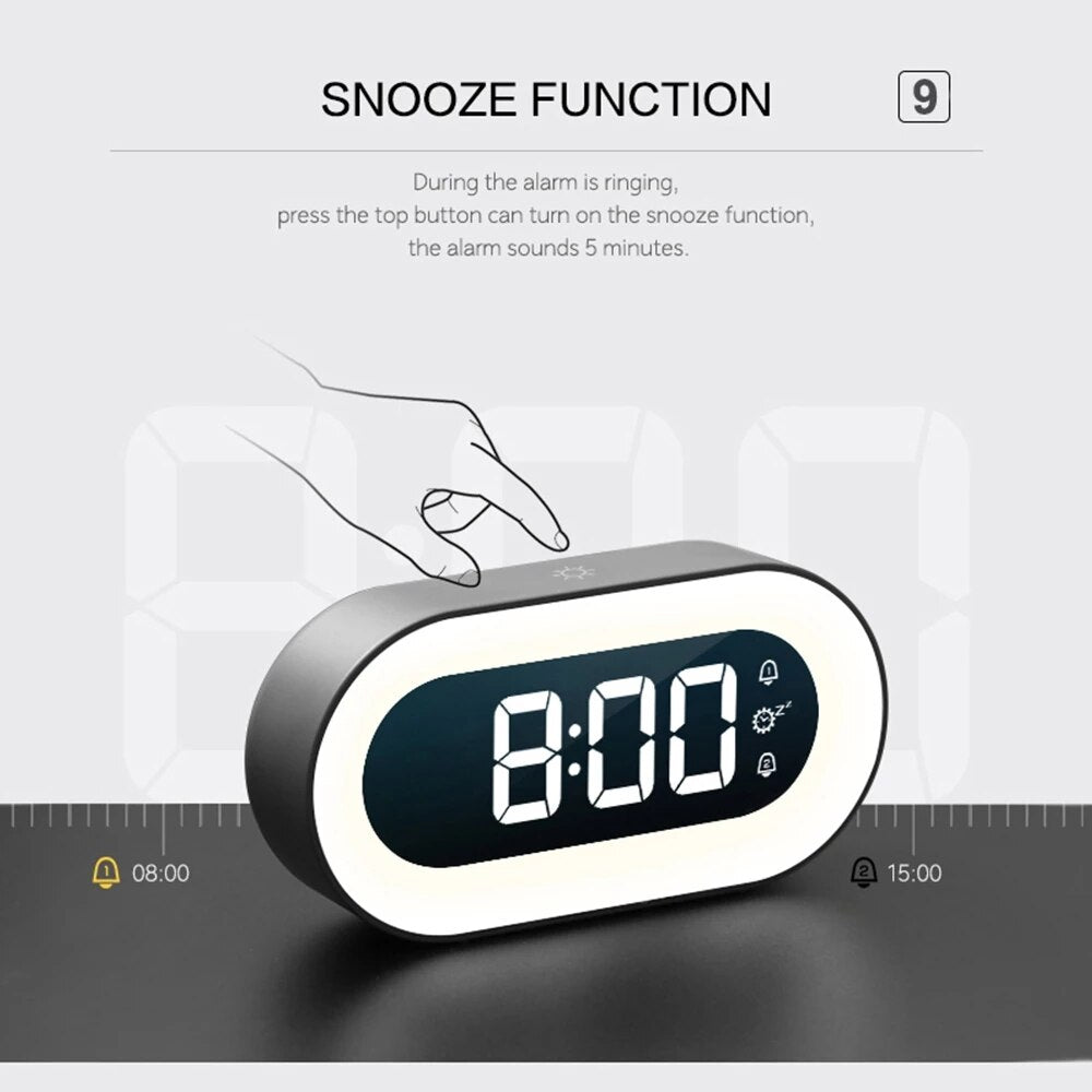 Digital Night Lamp with LED Display and Alarm Clock