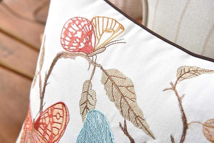 Embroidered Nature Decorative Pillow