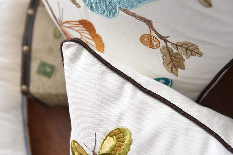 Embroidered Nature Decorative Pillow
