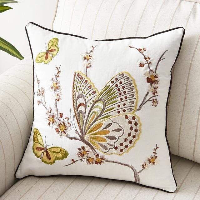 Embroidered Nature Decorative Pillow