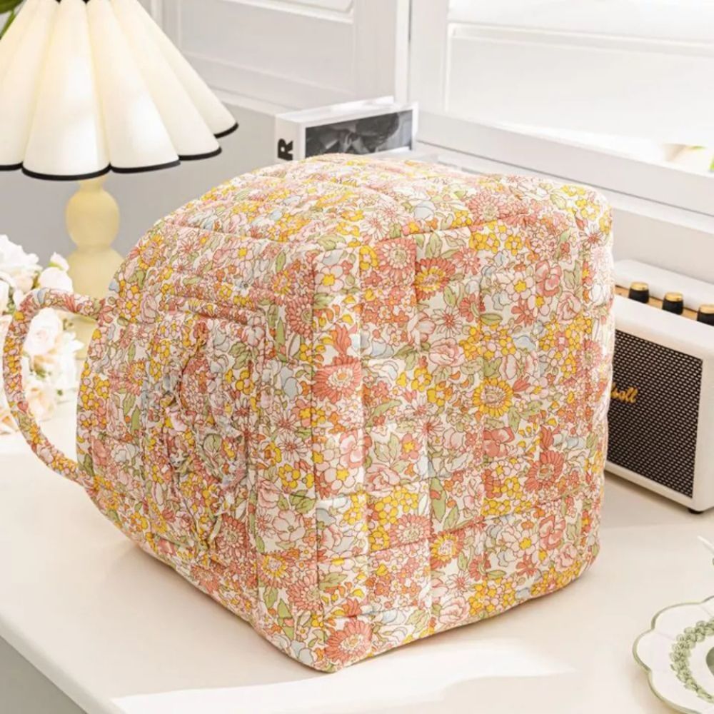 Floral Canvas Storage Basket with Handles