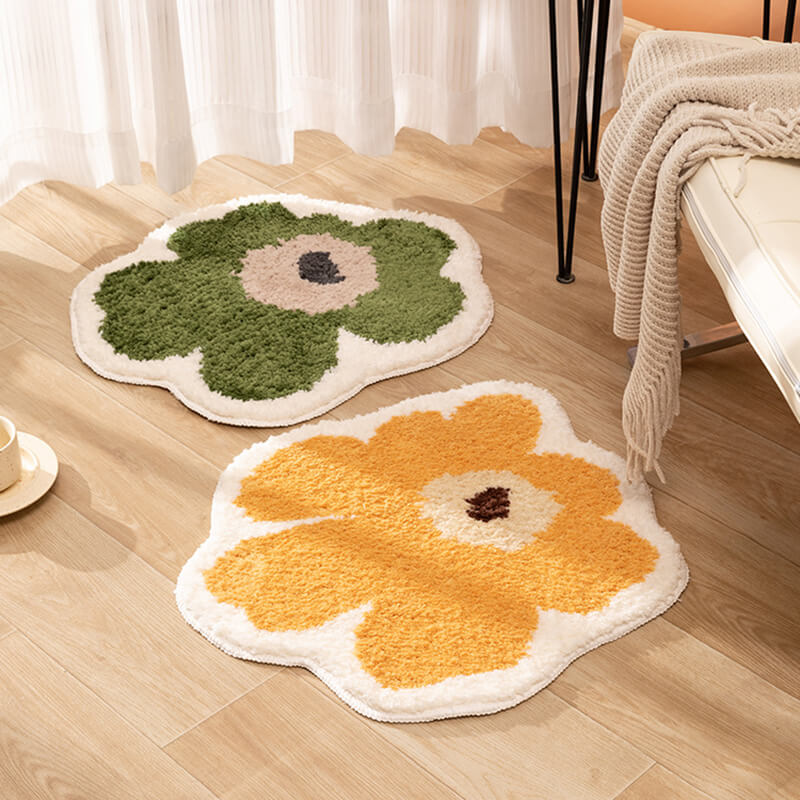 Flower Accent Rug with Soft Plush Texture