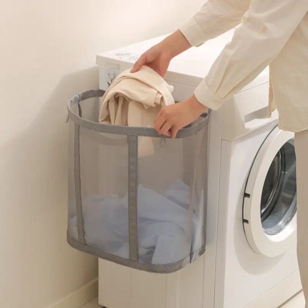 Foldable Mesh Laundry Basket with Handles