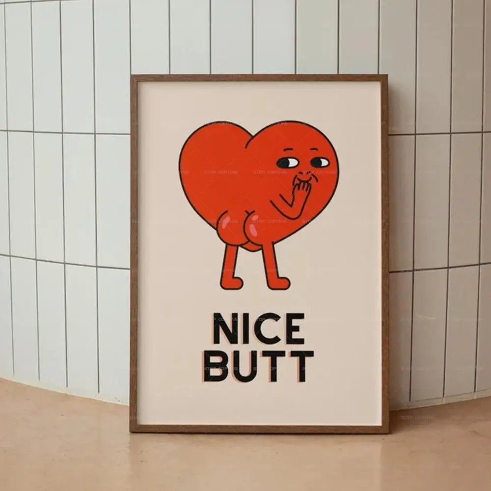 Funny Heart Character Wall Art Poster Print