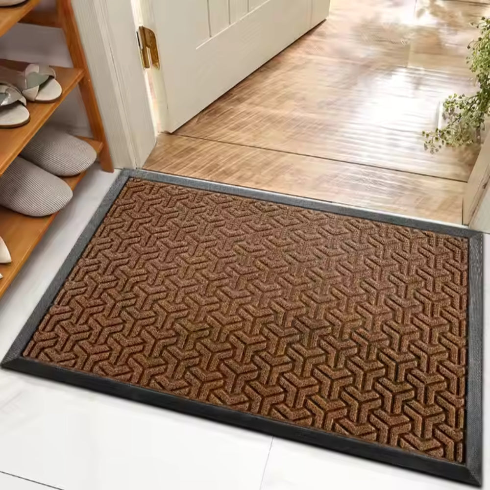 Geometric Rubber Doormat with Grip Base