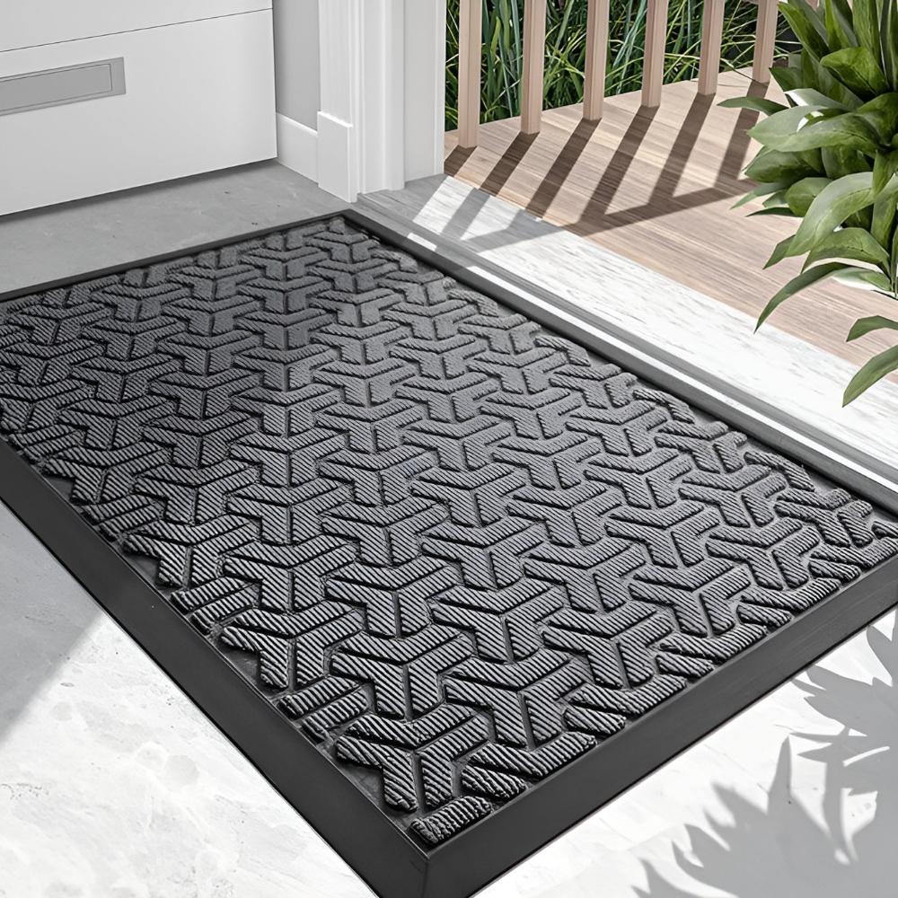 Geometric Rubber Doormat with Grip Base