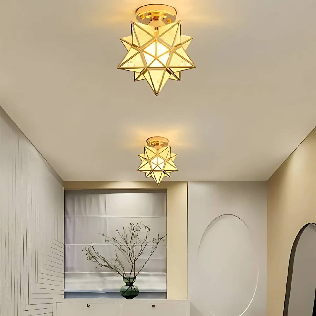 Geometric Star Ceiling Light with LED Design