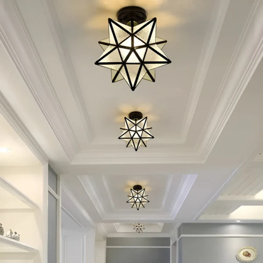 Geometric Star Ceiling Light with LED Design