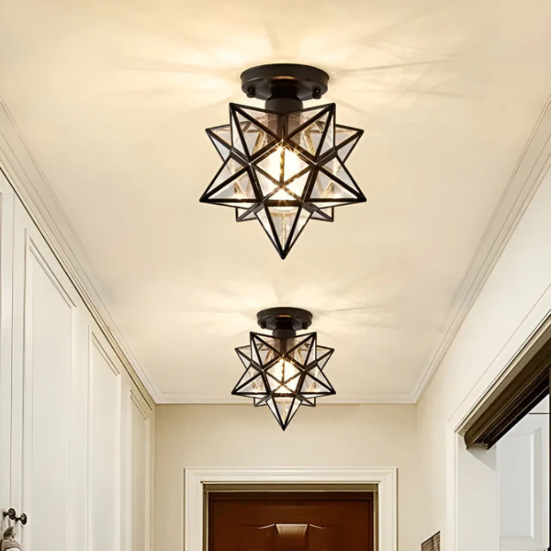 Geometric Star Ceiling Light with LED Design