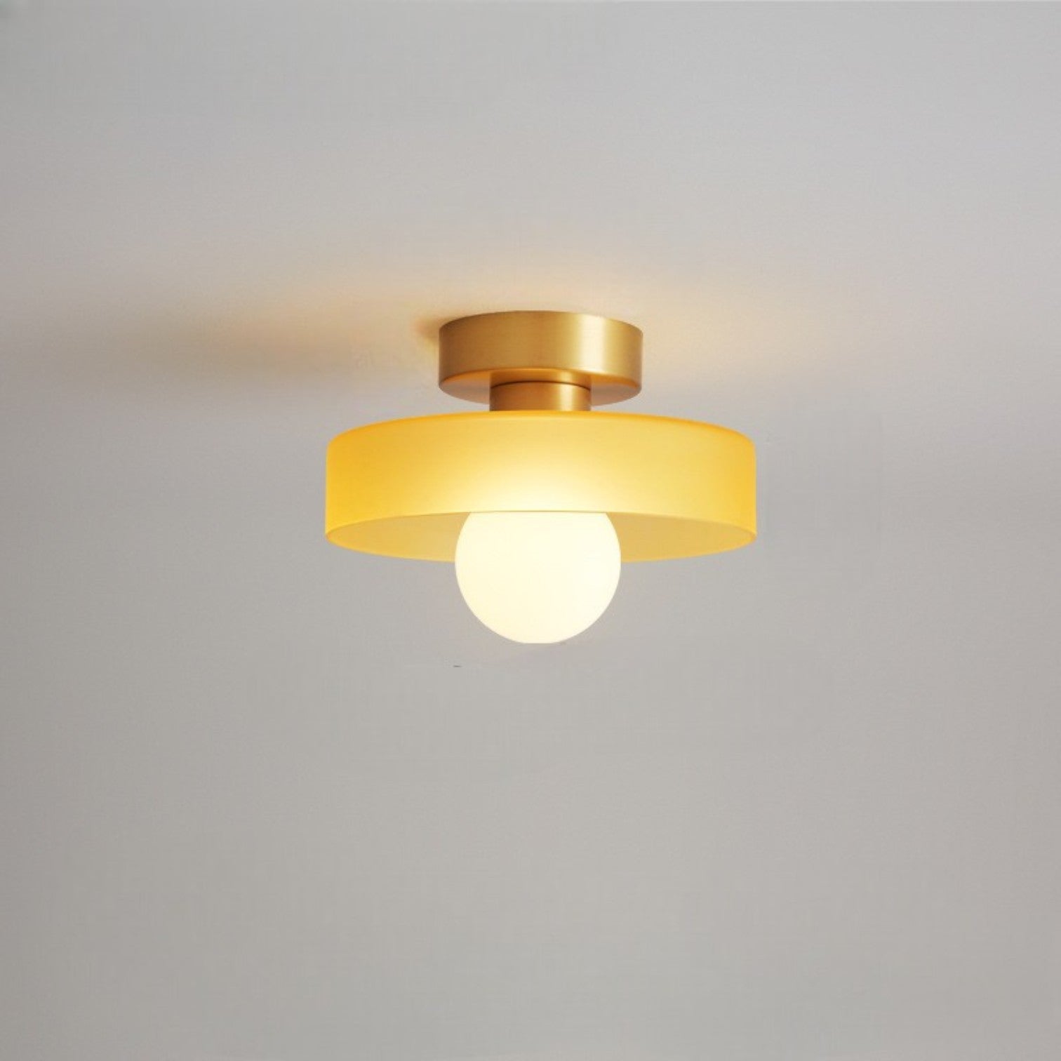 Glass Ceiling Light with Round Shade and LED