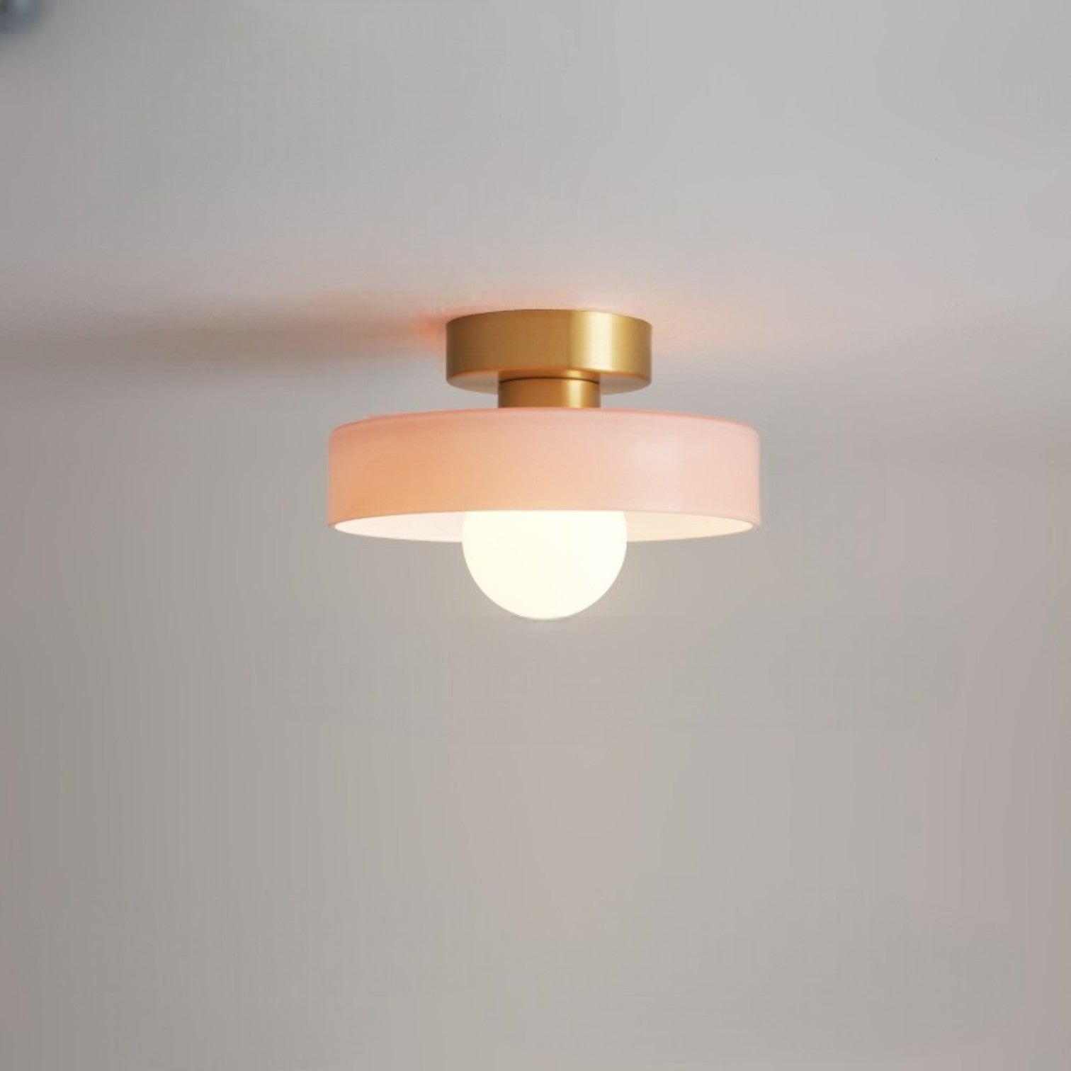Glass Ceiling Light with Round Shade and LED