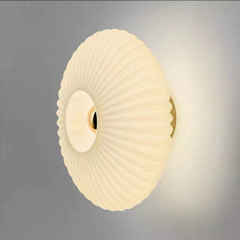 Glass Wall Sconce with Ribbed Round Shade LED