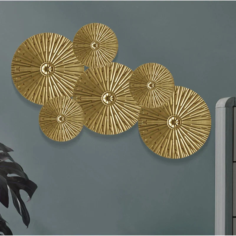 Gold Metal Wall Decor with Round Panels