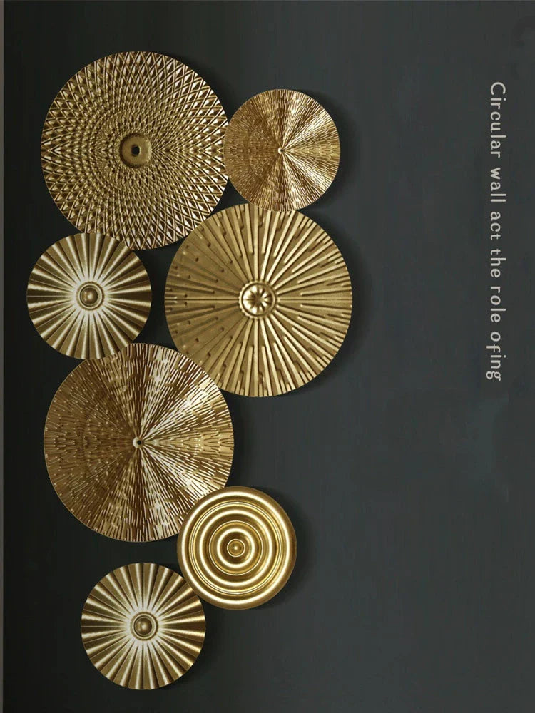 Gold Metal Wall Decor with Round Panels